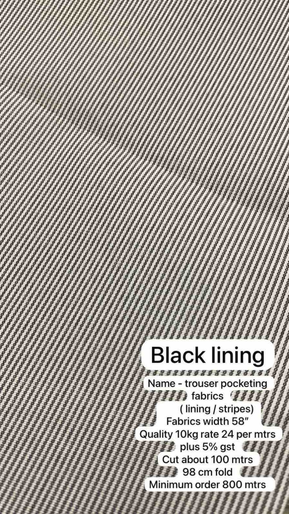 Black Lining Trouser Pocketing